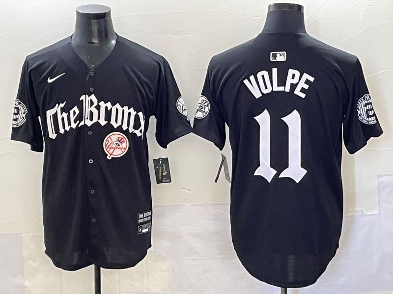 Men 2025 New York Yankees #11 Volpe Black Five generations Joint Name Nike MLB Jersey style 5